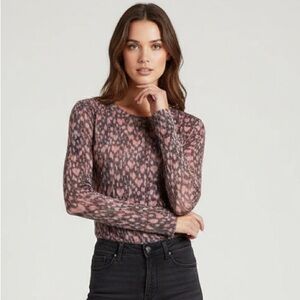 Philosophy Republic Clothing Pink Hearts Print Long Sleeve Sheer Top M Grunge